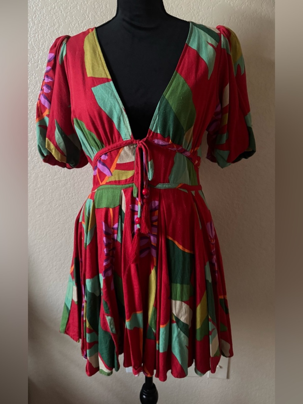 House of Harlow 1960 Red Abstract Print Midi Dress size 8